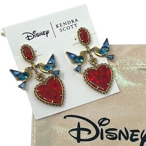 Disney x Kendra Scott Snow White Heart Statement Earrings Gold Opal NWT $225